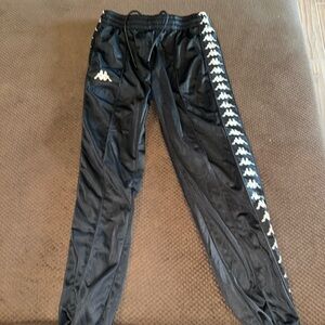 Kappa Black Pants with Iconic Logo Stripes